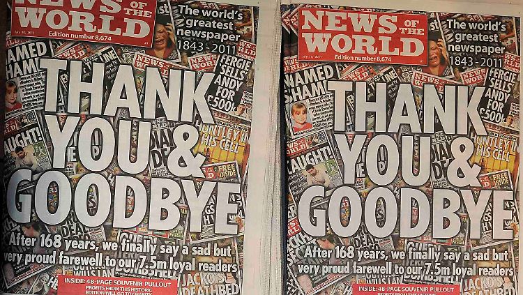 Die letzte Ausgabe der "News of the World".