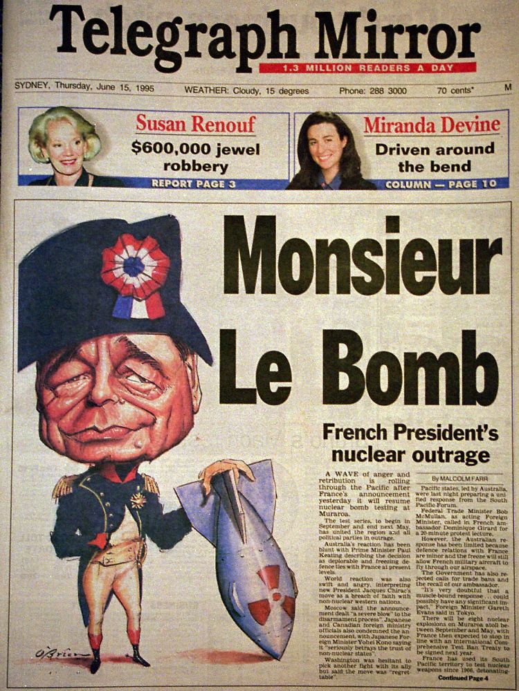 Präsident Chirac wurde wegen der Tests Anfang der 90er-Jahre immer wieder heftig kritisiert.