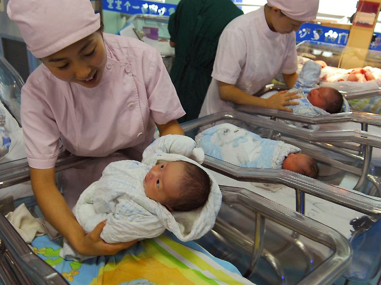 Neugeborene in einem Krankenhaus in Lanzhou.
