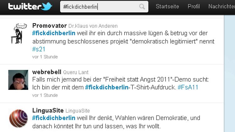 Stuttgart 21, Bundeskanzlerin Merkel, Bankenkrise - ein Ausschnitt aus den deutschen Tweets.