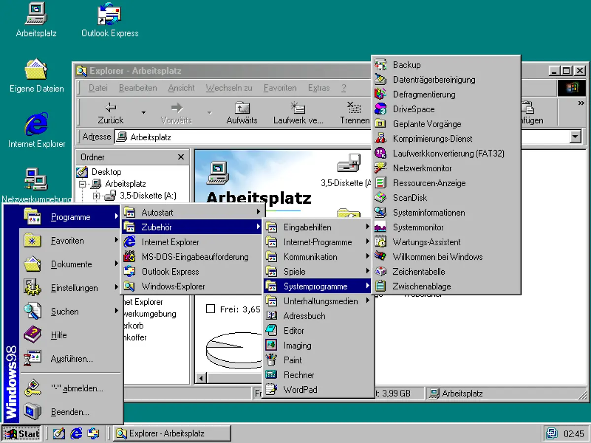 Win98SE-Bildschirmausdruck
