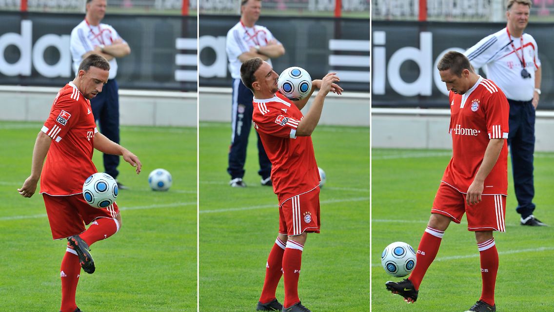 Beim Trainingsauftakt unter Louis van Gaal zeigte Ribery, was er am Ball kann.