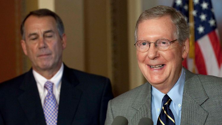 Boehner (l) und McConnell versuchen, Optimusmus zu verströmen.