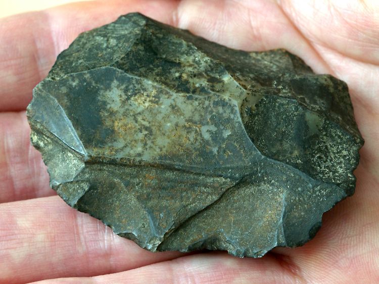 Ein etwa 50.000 Jahre alter Faustkeil von Neandertalern.