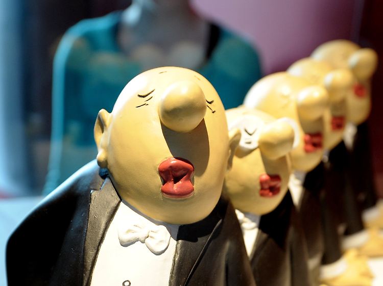 Knollennasige Geschöpfe Loriots: Figuren aus der Ausstellung "Loriot - Die Hommage" im Haus der Geschichte.
