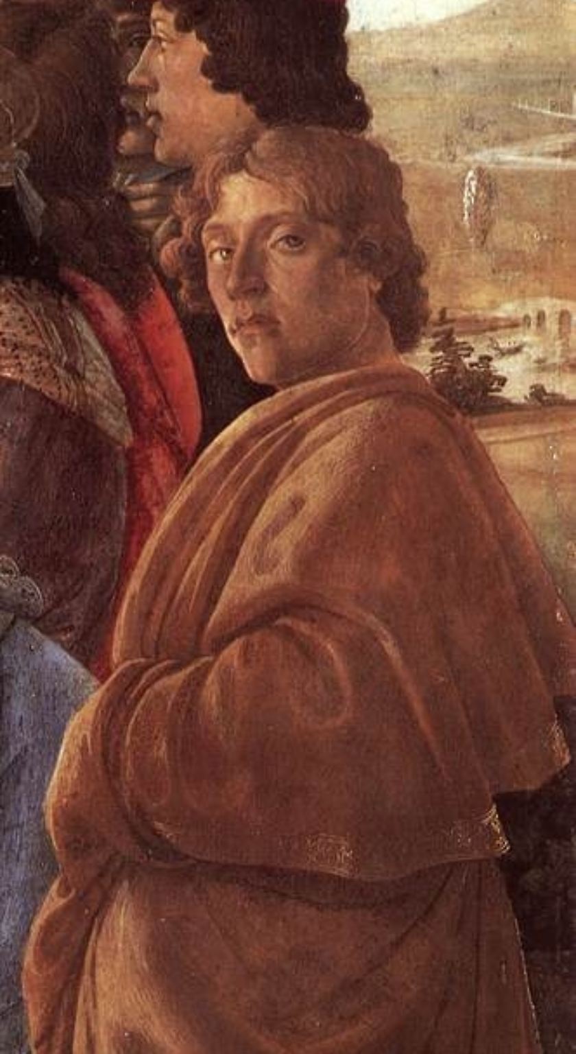 Neben Sandro Botticelli, ... (im Bild: vermutliches Selbstbildnis, Detail aus "Die Anbetung der Heiligen drei Könige", um 1475)