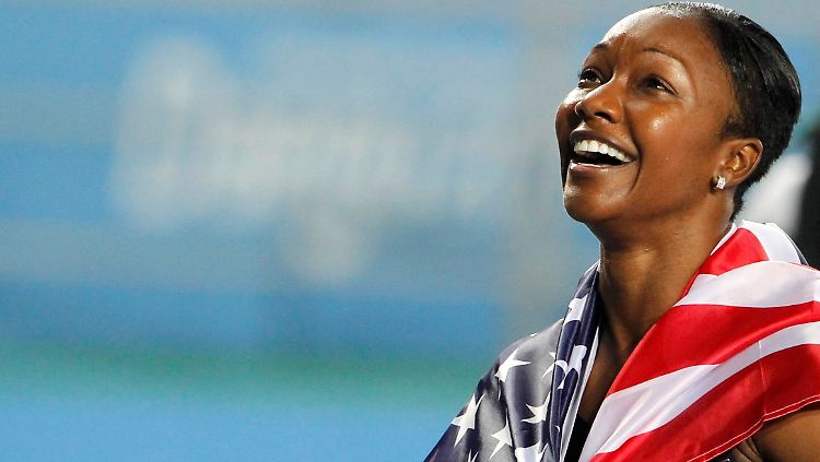 Die schnellste Frau der Welt Carmelita Jeter lief 100 Meter in 10,9 Sekunden. 
