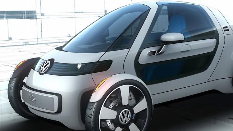 Auto oder UFO? Mit Autos von heute hat der VW-Forschungswagen NILS kaum etwas gemein. Die Entwickler haben das futuristische E-Mobil auf Berufspendler zugeschnitten.