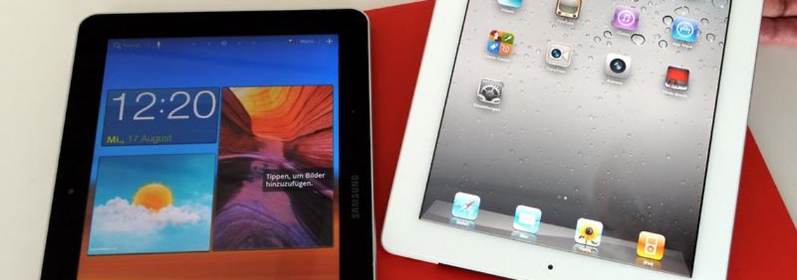 Links das Galaxy Tab 10.1, rechts das iPad2