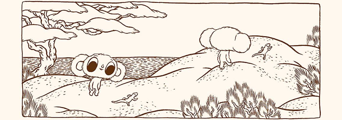 Ausschnitt aus "Wandering Ghost" von Moki. Das Werk kommt ohne Text aus.