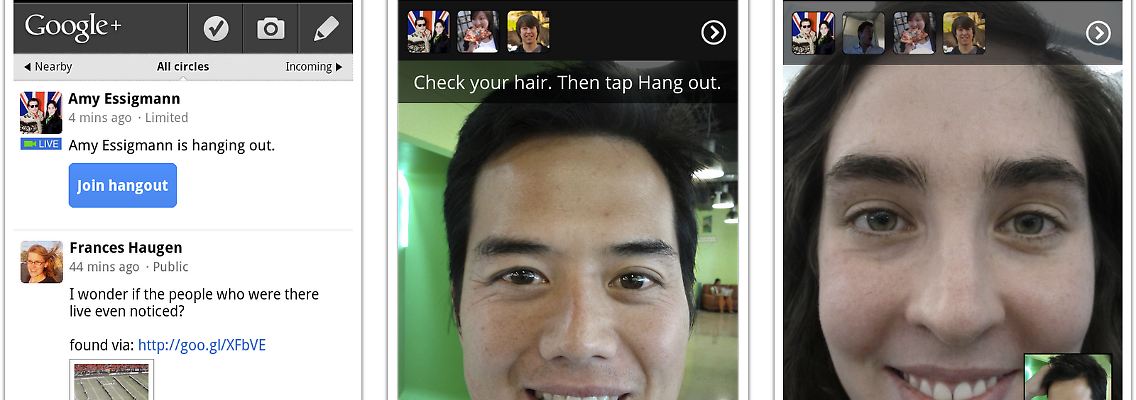 Auch über die Android-App können Google+-Nutzer jetzt Video-Gruppenchats, sogenannten Hangouts, beitreten.