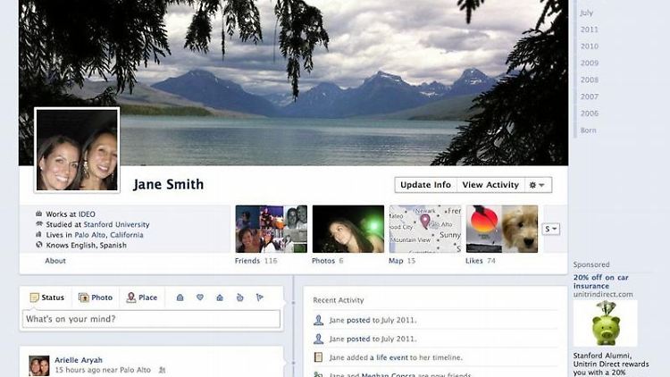 Screenshot eines überarbeiteten Facebook-Nutzerprofils. (Foto: Facebook)