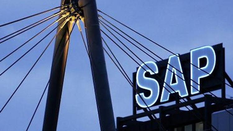 Das Logo auf dem Gebäude Nummer 1 der Firmenzentrale von SAP.