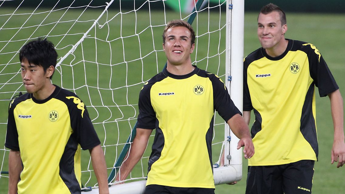 Gut gelaunt am Mittelmeer: Shinji Kagawa, Mario Götze und Kevin Großkreutz.
