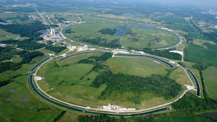 Das Tevatron mit den zwei Beschleunigungsringen in der Nähe von Chicago.