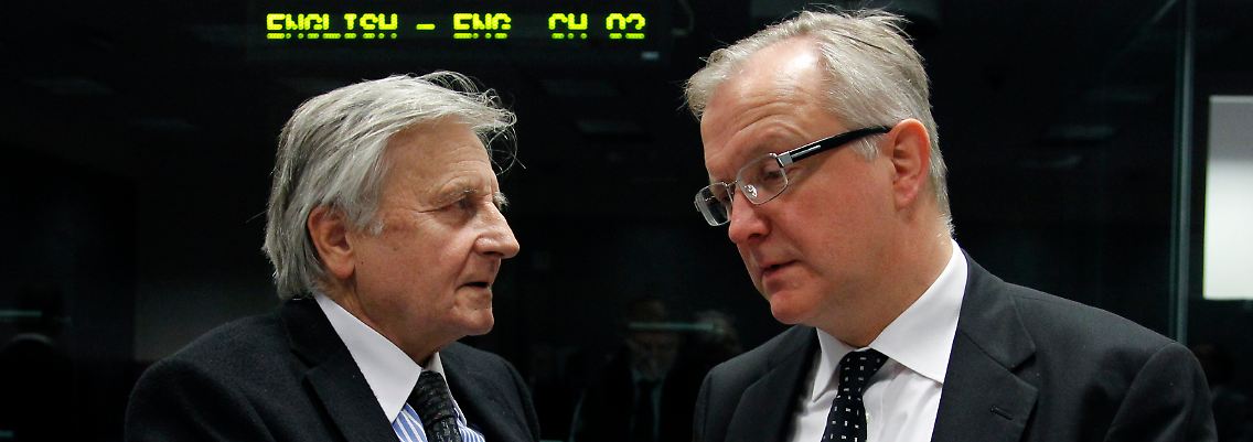 EZB-Chef Trichet (links) mit EU-Währungskommissar Rehn in Luxemburg.