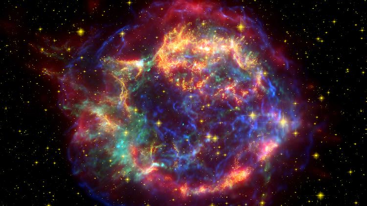 Die Explosionswolke einer Supernova, die vor 300 Jahren am irdischen Himmel aufgeflammt ist - heute als Cassiopeia A bekannt.