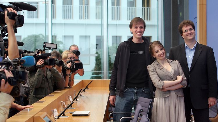 Andreas Baum, Marina Weisband, Sebastian Nerz (v.l.n.r.).
