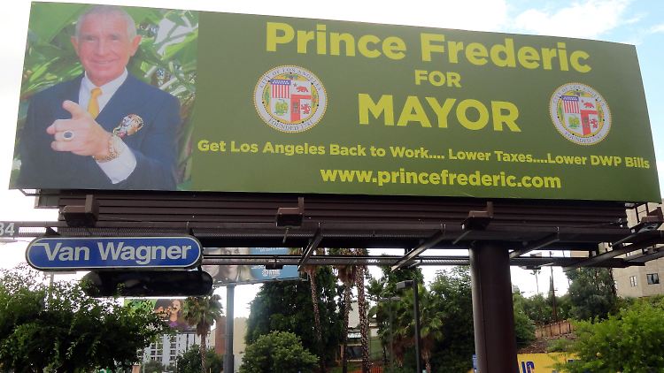 Wahlplakat von Frederic von Anhalt in Los Angeles.