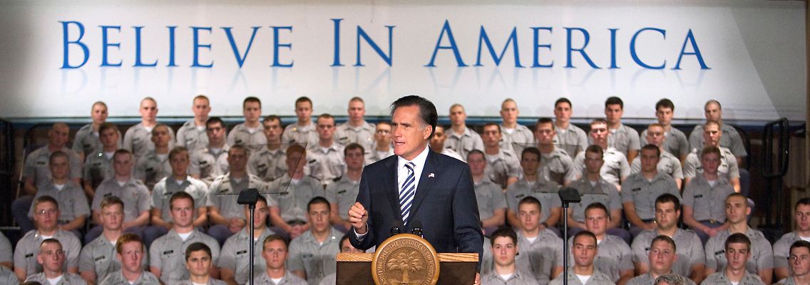 Romney sprach an einer Militärakademie in South Carolina.