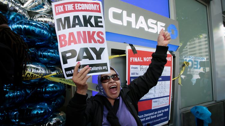 "Occupy-Wall-Street": Demonstranten protestieren gegen die Macht der Banken. 