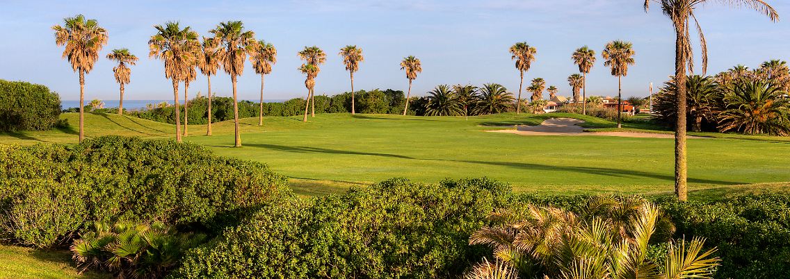 Abschlag unter Palmen: Urlauber finden in Rota schöne Golfplätze - im Costa Ballena Club kann man beim Spielen sogar das Meer sehen.