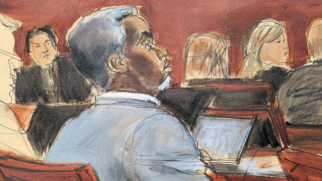 Die-Gerichtszeichnung-zeigt-Sean-Diddy-Combs-der-den-Eroeffnungsplaedoyers-am-ersten-Verhandlungstag-vor-dem-Bundesgericht-in-Manhattan-zuhoert