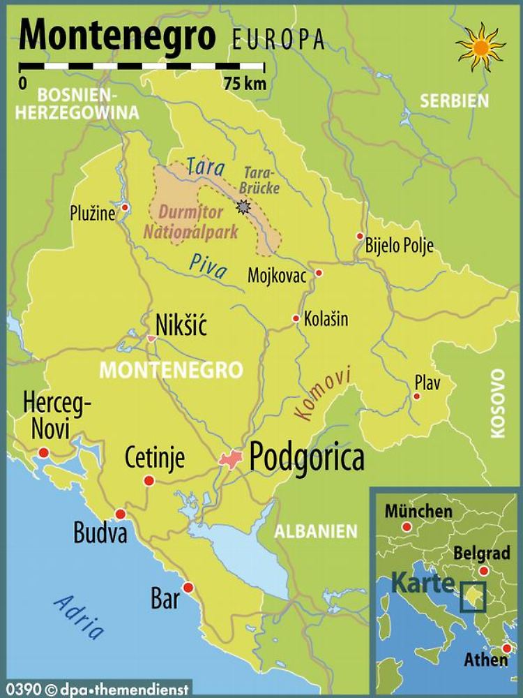 Die Tara fließt einmal quer durch Montenegro, von der Quelle im Komovi-Gebirge bis nach Norden, wo sie sich am Rand Bosniens mit dem Piva mischt.