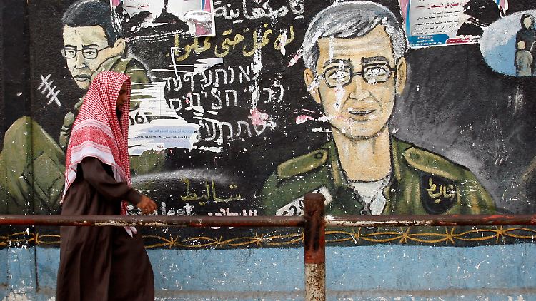 Ein Wandgemälde von Gilad Schalit im Gazastreifen.