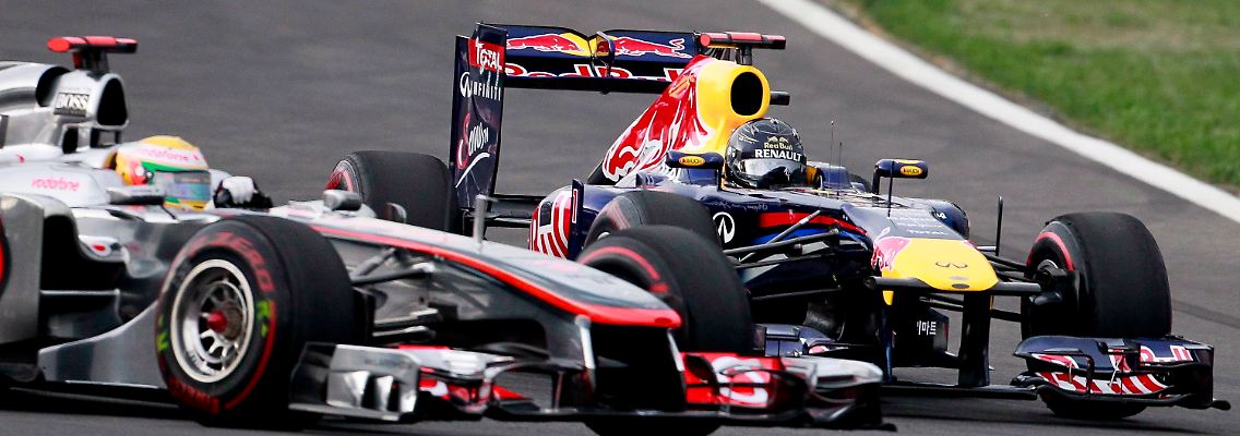 Nur eine Runde lang spielte Vettel den Jäger, dann hatte er Hamilton kassiert.