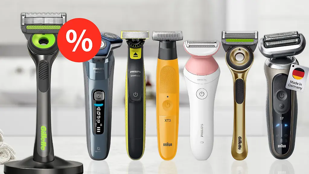 Verschiedene-Rasierer-von-Gillette-Philips-und-Braun-sind-waehrend-des-Amazon-Prime-Day-im-Angebot