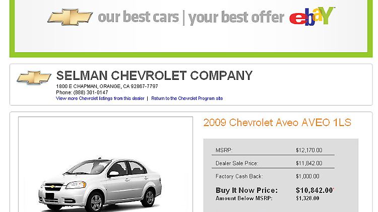 Verkauf eines Chevrolets Aveo über Ebay. Das Motto lautet: Best