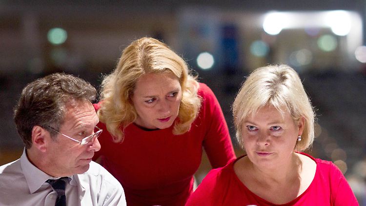 Umstrittene Führung: Die Parteivorsitzenden Gesine Lötzsch und Klaus Ernst mit Bundesgeschäftsführerin Caren Lay (Mitte).