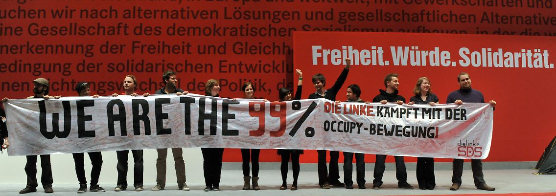 Die Linke wäre gerne führender Teil der Occupy-Bewegung - doch so recht klappt das nicht, beklagten einige Delegierte.