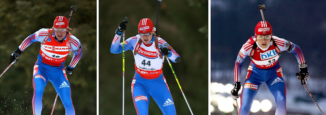 Dimitri Jaroschenko, Jekaterina Jurjewa und Albina Achatowa (v.l.) wird Blutdoping vorgeworfen.