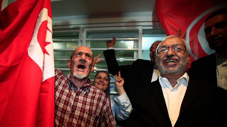 Rachid Ghannouchi, rechts, hat das Rennen deutlich gewonnen.