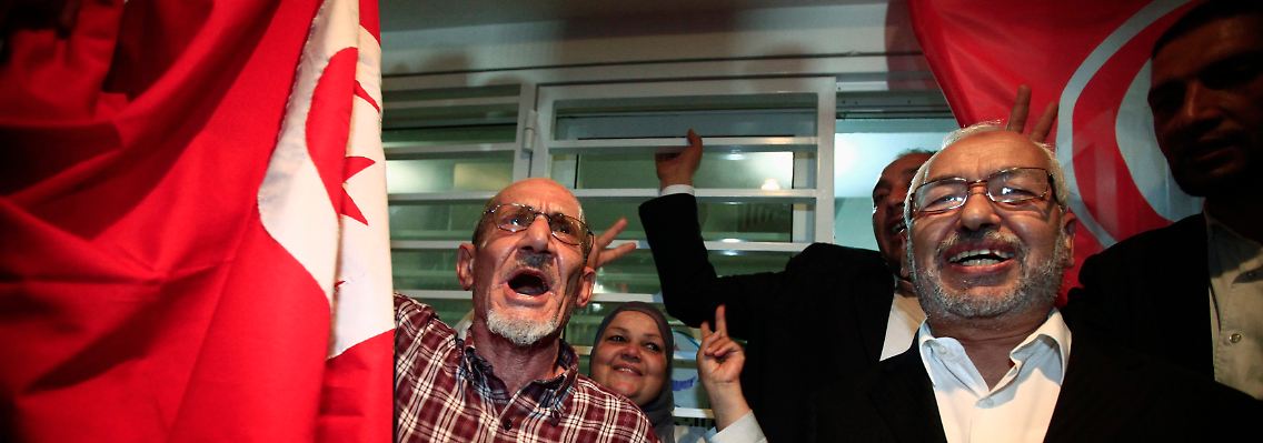 Rachid Ghannouchi, rechts, hat das Rennen deutlich gewonnen.