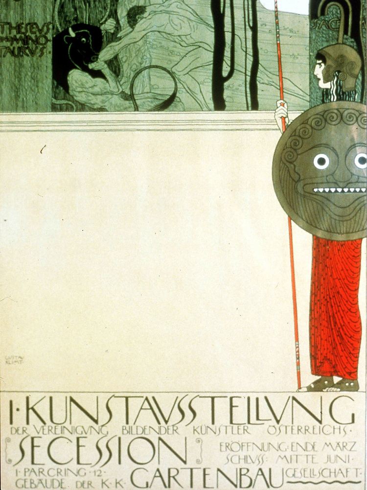 Klimt als Grafiker: Dieses Plakat entwarf er für die erste Ausstellung der Wiener Sezessionisten 1898. Sie gelten als Gründungsväter der Wiener Moderne.