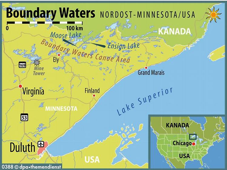 Die Boundary Waters erstrecken sich über mehr als 150 Kilometer entlang der Grenze zwischen den USA und Kanada.
