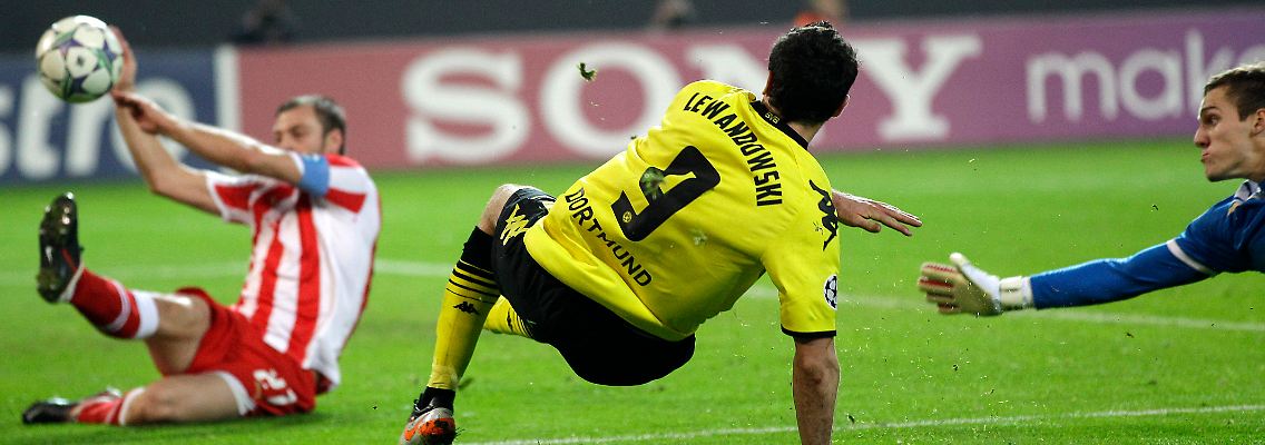 Robert Lewandowski ackerte im BVB-Sturm. Mehr als einen Pfostentreffer verbuchte er nicht.