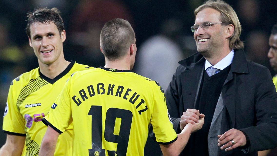 Geht doch: Dortmunds Trainer Jürgen Klopp, Kapitän Sebstian Kehl und Torschütze kevin Großkreutz.