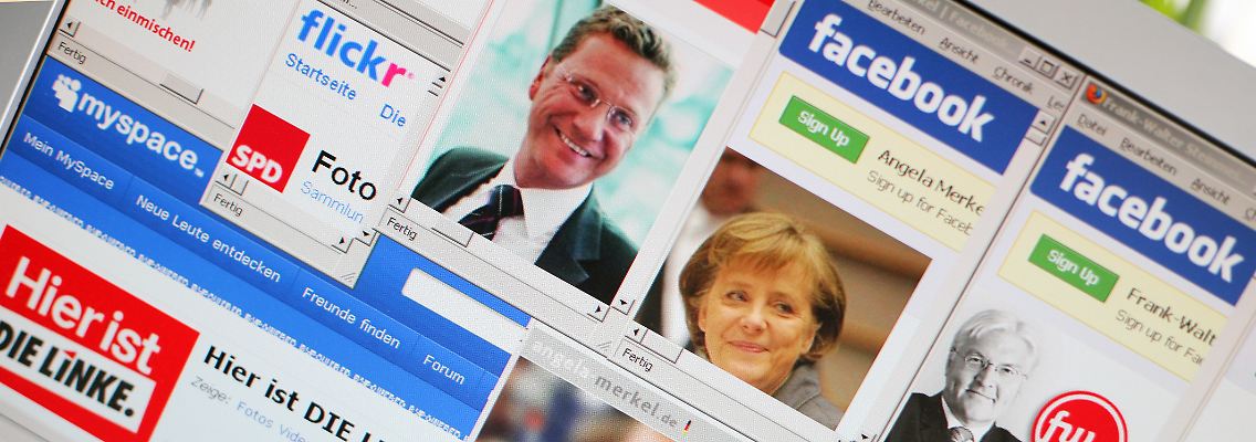 Parteien und Profile der Spitzenkandidaten für die Bundestagswahl 2009 sind bei vielen sozialen Online-Netzwerken zu finden.
