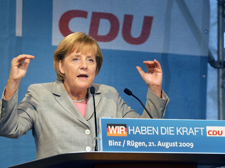 Kanzlerin Merkel bei einer CDU-Wahlkampfveranstaltung auf Rügen.