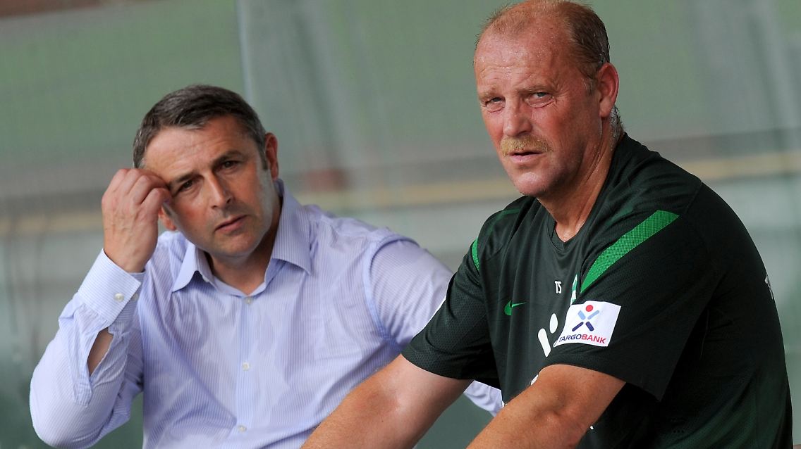 Wie geht es weiter bei Werder? Klaus Allofs und Trainer Thomas Schaaf.