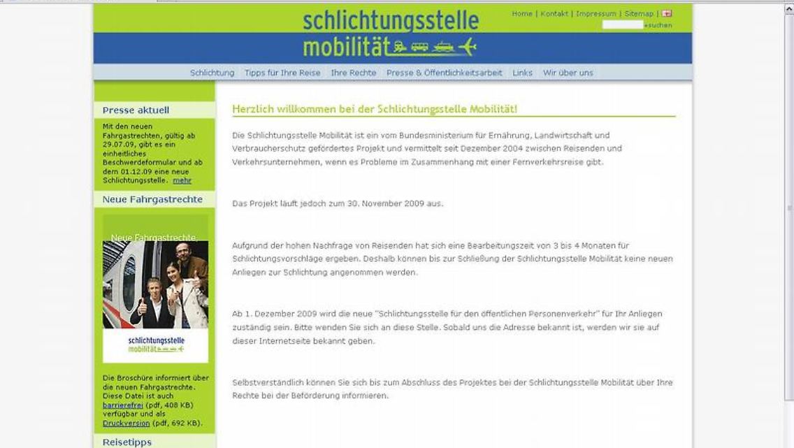 Das Projekt "Schlichtungsstelle Mobilität" läuft zum 30. November aus.