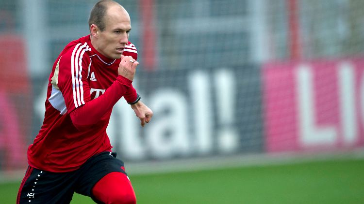 So wollen die Bayern-Fans ihren Holländer sehen: Arjen Robben zieht einen Sprint an.