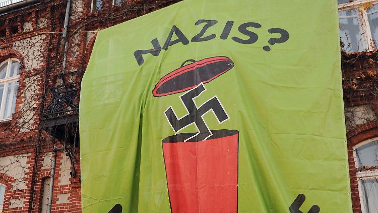 Protest gegen die NPD  im brandenburgischen Neuruppin.