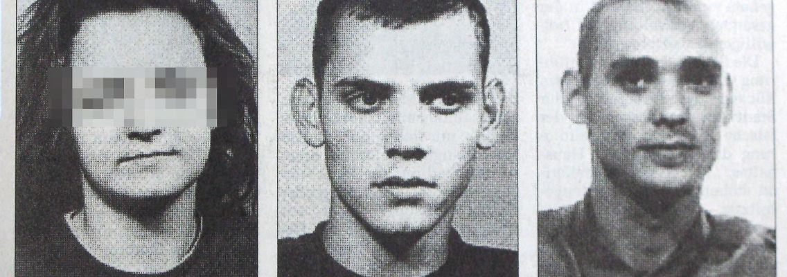 Fahndungsbild von Beate Zschäpe (v.l.), Uwe Böhnhardt und Uwe Mundlos aus dem Jahr 1998.