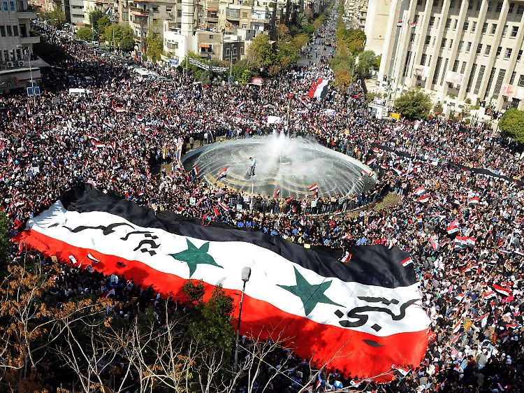 In Damaskus demonstrierten Tausende Menschen gegen die Suspendierung Syriens von der Arabischen Liga.