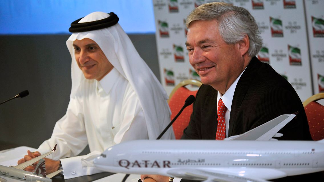 Beiderseitige Zufriedenheit: Qatar-Airways-Chef Akbar al-Baker und Airbus-COO John Leahy.